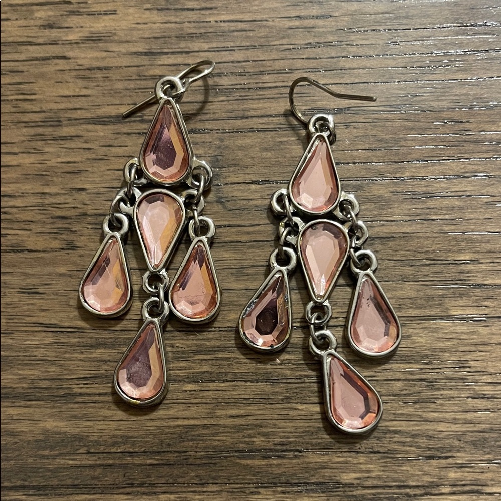 Elegant Pink Teardrop Earrings